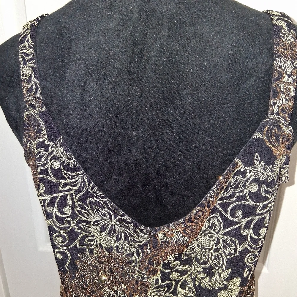Vintage Alex Evenings Formal Black & Gold Top